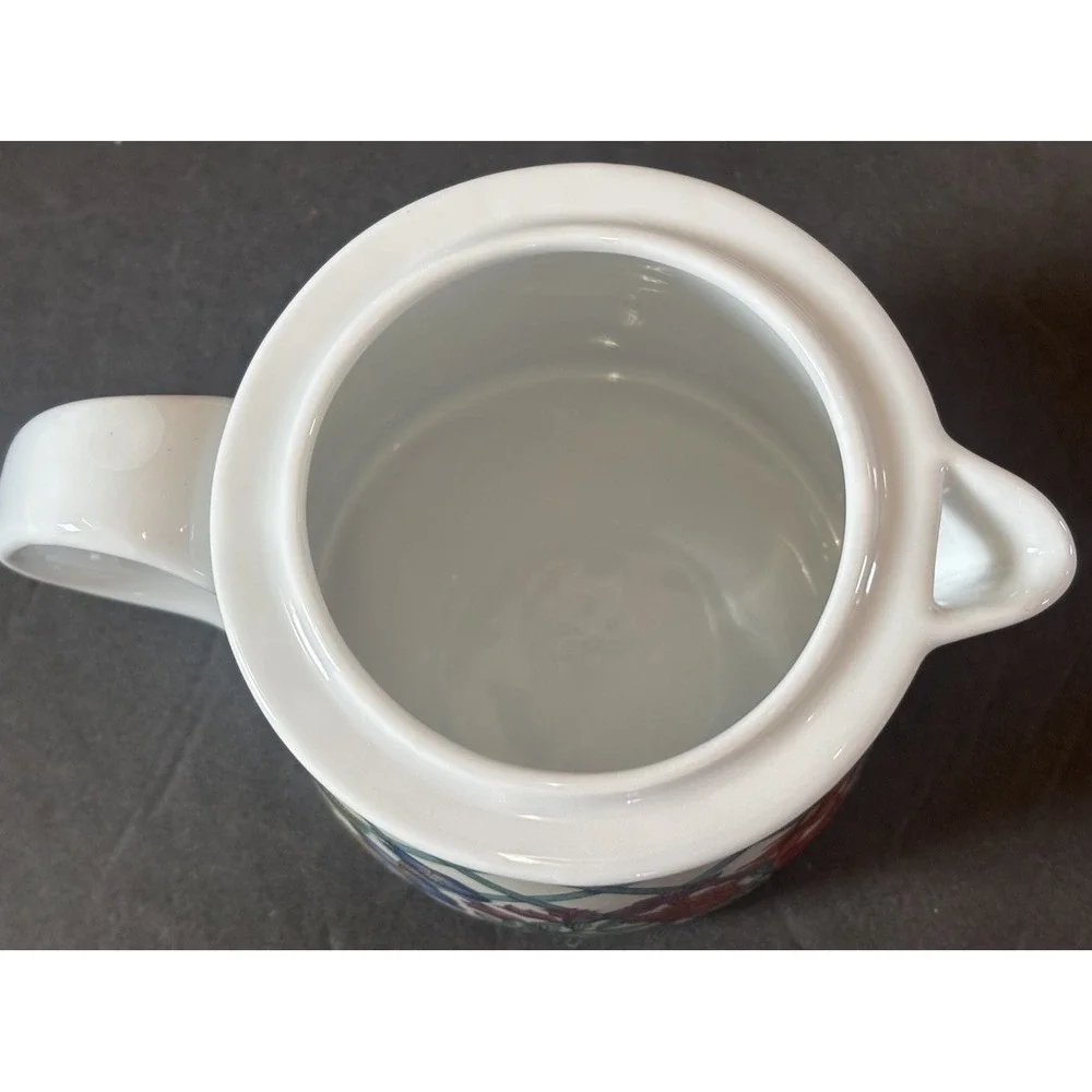 Dansk Nordic Garden Creamer Pitcher w/ Lid Ceramic Denmark Floral Lattice Design